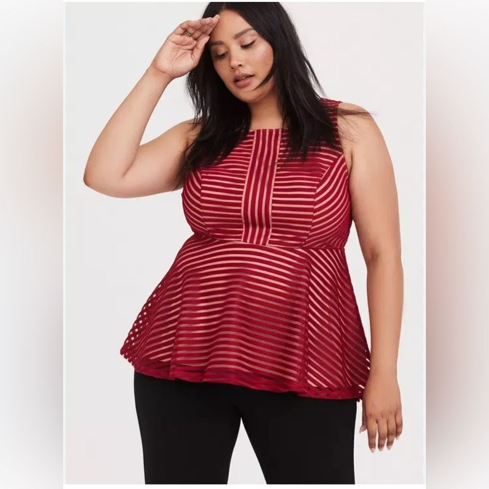 Torrid Knit Shadow Stripe Peplum Top